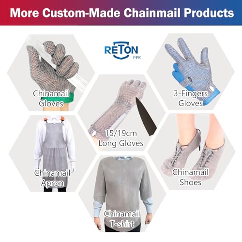 Cutting Glove Cut Resistant Gloves Food Grade Upgrade Chainmail Glove for Cutting Proof Stainless Steel Mesh Metal Kitchen Safety Work Butcher Meat Gloves Oyster Shucking Adjustable(M) - size: Medium
