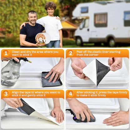 WELLUCK RV Roof Sealant Tape Camper Roofing Repair Tape, 6 Inch X 50 Foot Natural White RV Tape for Roof Repair Camper Trailer Boat Sealing Leak Repair, UV & Waterproof - style: 6 Inch X 50 Foot White