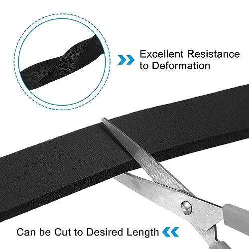 PATIKIL Foam Weather Stripping for Doors, 2 Rolls 1-3/16" W x 3/8" T Foam Seal Tape Adhesive Insulation Strip for Door Window Air Conditioning, Black(13 Ft Total Length in 2 Rolls) - size: 1-3/16" W x 3/8" T