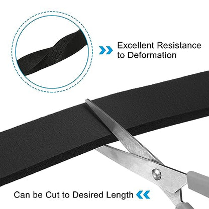 PATIKIL Foam Weather Stripping for Doors, 2 Rolls 1-3/16" W x 3/8" T Foam Seal Tape Adhesive Insulation Strip for Door Window Air Conditioning, Black(13 Ft Total Length in 2 Rolls) - size: 1-3/16" W x 3/8" T