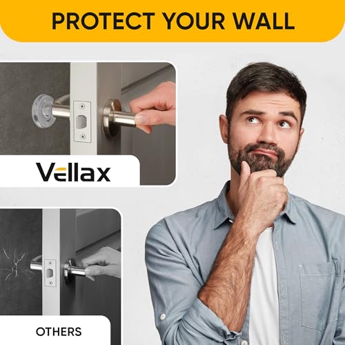 Large 2" Door Knob Wall Protectors – 4 Clear Self-Adhesive Silicone Bumper Pads in Jelly Crown Shape – Noise Dampening Wall & Furniture Guards by VELLAX - style: Jelly Crown Bumpers