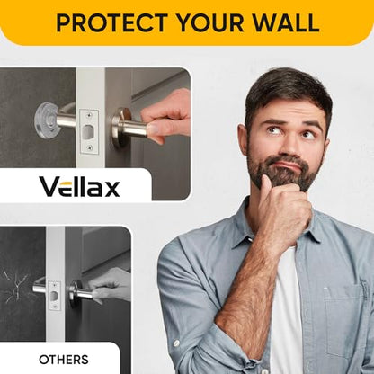 Large 2" Door Knob Wall Protectors – 4 Clear Self-Adhesive Silicone Bumper Pads in Jelly Crown Shape – Noise Dampening Wall & Furniture Guards by VELLAX - style: Jelly Crown Bumpers