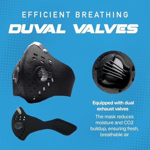 ECO-GEAR Anti Pollution Face Mask with Military Grade Protection | Anti Smoke, Exhaust Gas, Dust & Pollen - color: Black-large