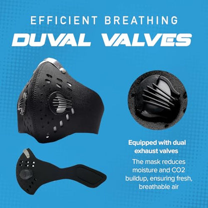 ECO-GEAR Anti Pollution Face Mask with Military Grade Protection | Anti Smoke, Exhaust Gas, Dust & Pollen - color: Black-medium