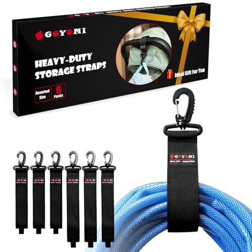 6 Pcs Extension Cord Holder Organizer, Heavy Duty Storage Straps for Cables, Hoses, Rope, RV, Garage Storage and Organization, Assorted Size