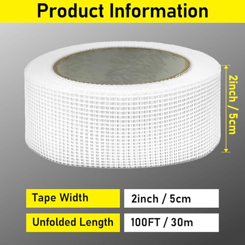 Drywall Joint Tape, 2" x 400 Feet Self-Adhesive Fiberglass Drywall Repair Mesh Tape for Wall Cracks and Seam Patch, 4 Rolls - size: 2" x 400ft,4 pack