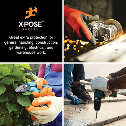 Xpose Safety Red & Blue Palm Work Gloves – Latex-Coated Knit Grip Safety Gloves for Construction, Electricians, & General Use - color: Red