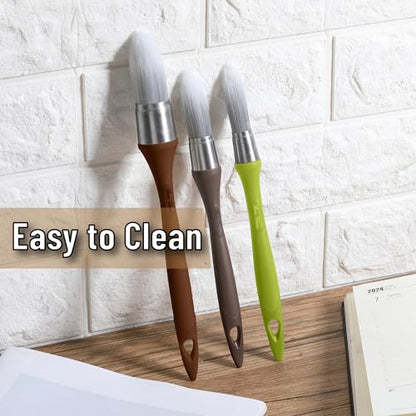 Bates- Trim Paint Brush Set, 3pcs, 5/8”, 3/4” and 1", Colorful Ergonomic Non-Slip Handle, Synthetic Bristles, Trim Brushes for Painting - color: Natural Earth