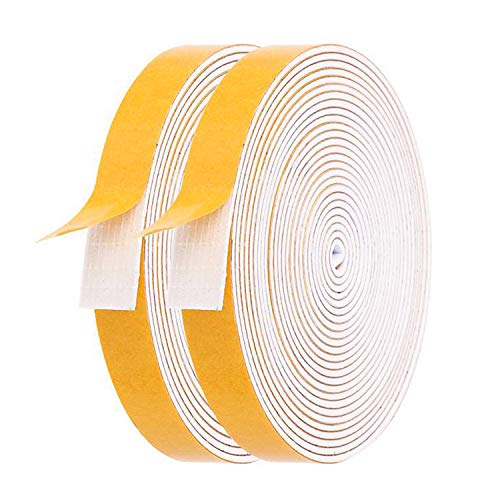 Foam Weather Stripping-2 Rolls,1/2 Inch Wide X 1/16 Inch Thick Total 26 Feet Long, Foam weatherstrip with Adhesive for Door Insulation(13ft x 2 Rolls) - size: 1/2" (W) x 1/16" (T) x 26' (L)
