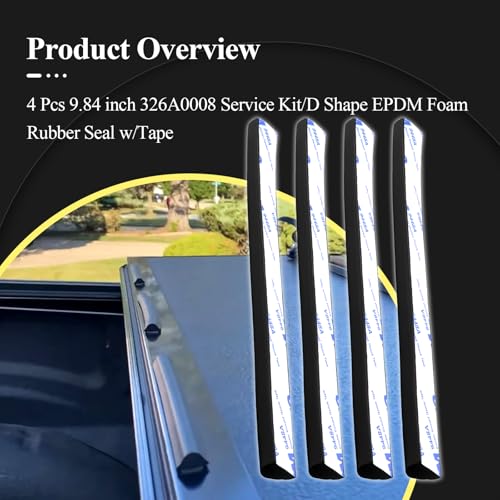 326A0008 Service Kit, 4 pcs 9.84 inch D Shape EPDM Foam Rubber Seal w/Tape, Fits Hard Tri-fold Truck Bed Tonneau Cover/Bulkhead Seal w/Self-Adhesive Rubber for Boat/Auto/RV/Marine/Garage Doors/Window - style: 4 Pcs 9.84Inch