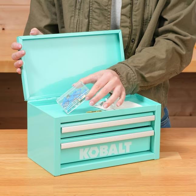 Mini 2-Drawer Steel Tool Box Teal Color - color: Teal, size: 2 Drawer