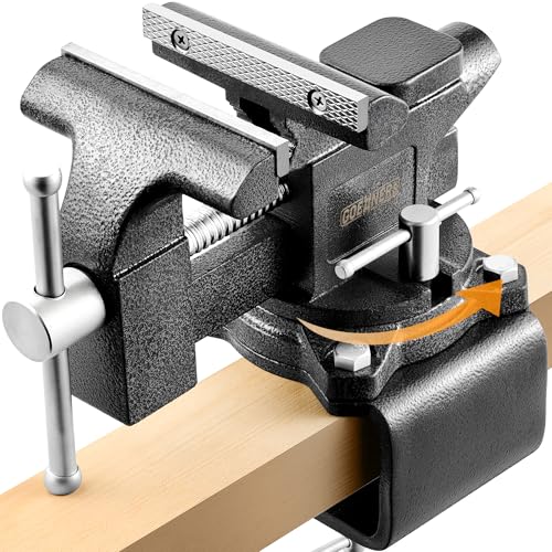 Updated 2-In-1 Bench Vise or Table Vise 4.5 Inch, Clamp Vice for Workbench Constructed with Cast Steel, Heavy Duty Workbench Vise Swivel for Woodworking - size: 4.5 Inch