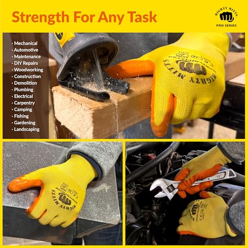 Multi-Use Work Gloves (12 Pack) – Non-Slip Grip and Cut-Resistant Safety Work Gloves with Stretchable Comfort Fit - size: Medium
