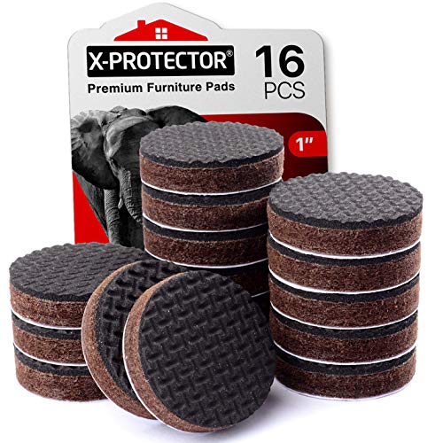 Non Slip Furniture Pads 16 pcs 1" X-Protector - Premium Furniture Grippers! Self-Adhesive Rubber Feet Furniture Feet - Ideal Non Skid Furniture Pad Floor Protectors - Keep Furniture in Place! - size: 16 Round 1"
