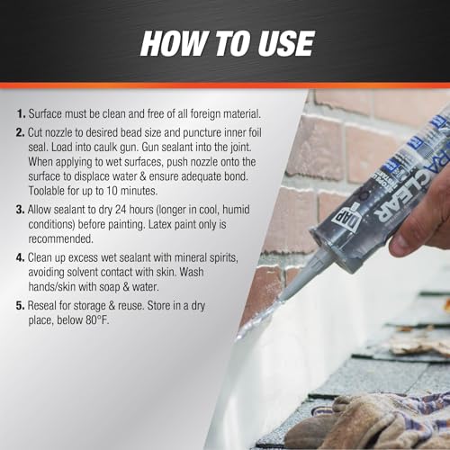 DAP Ultra Clear Roof Waterproof Rubberized Sealant, Crystal Clear, 10.1 Oz (7079818395)