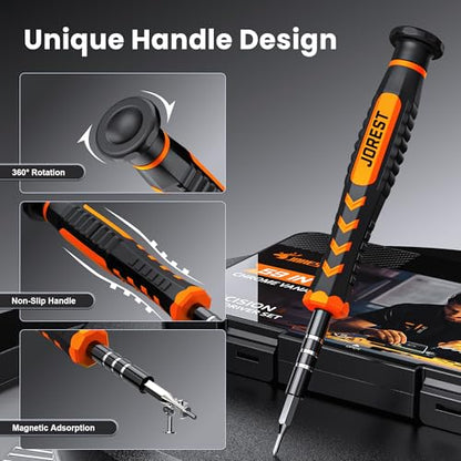 JOREST 59Pcs Small Precision Screwdriver Set with Torx T5, T6, T8, Mini Repair Tool Kit for Macbook, Computer, Laptop, iPhone, PS4 PS5, Xbox, Switch, Eyeglasses, Watch, PC, Ring Doorbell, Electronic - style: 59 in 1 CRV