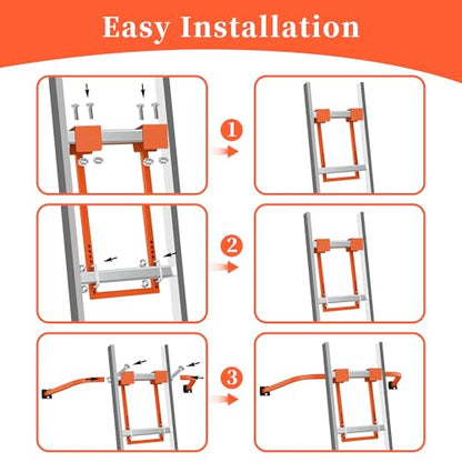 Ladder stabilizer, Extended Ladder Standoff Stabilizer Accessory for Roof Gutter＆Wall, Ladder Roof Stabilizer Heavy Duty Steel with Non-Slip Rubber Bottom pad, Orange, 7.4lb - size: For Walls