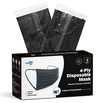 WECARE Disposable Face Mask Individually Wrapped - 50 Colored and Print Face Masks - color: Black