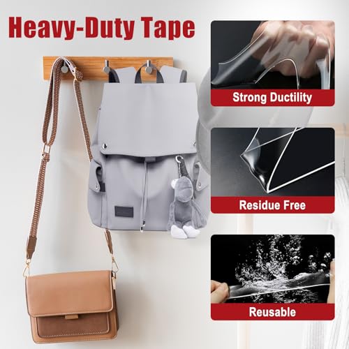 CHANGTIKEJI Double Sided Tape Heavy Duty 8 Rolls 1 Inch x 9.85 Feet, Clear & Tough Nano Tape, Multipurpose Mounting Tape for Walls, Bathroom, Carpets,Posters,Photo,Kitchens,Mats