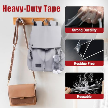 CHANGTIKEJI Double Sided Tape Heavy Duty 8 Rolls 1 Inch x 9.85 Feet, Clear & Tough Nano Tape, Multipurpose Mounting Tape for Walls, Bathroom, Carpets,Posters,Photo,Kitchens,Mats