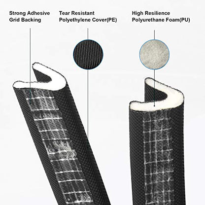Weather Stripping for Door/Windows X 18 Feet Long, V Shape Adhesive Weather Strip Door Frame/Windows Frame Seal PU Foam Strip Weather Seal Door Insulation Anti Collision Soundproof (Black)