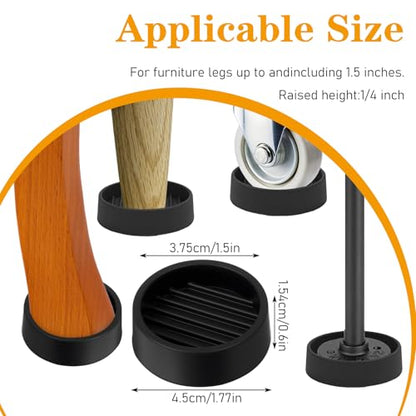 8 Pack Round Rubber Furniture Caster Cups, Non Slip Furniture Pads 1.5 x 1.5 Furnitures Gripper Anti Slide Floor Protector Rubber Furnitures Feet for Bed Couch Table Chair Stoppers(Black) - color: Black