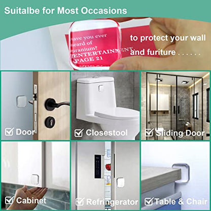 Door Stopper Wall Protector - Wall Shield Bumper Guard from Door Knobs,Sturdy Self Adhesive,Soft and Transparent,Washable Reusable Shock Absorbent Gel for Home Office (Thicken Square, 6pcs) - size: 6 Pieces, style: Thicken Square