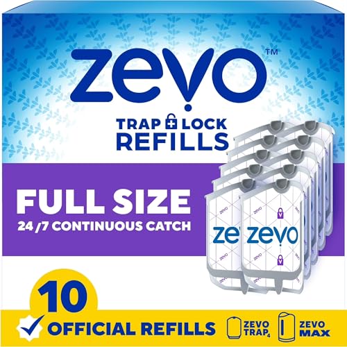 Zevo Flying Insect Trap Official Refill Cartridges - Fits Both Zevo Trap & MAX Indoor Fly Trap - Authentic Trap+Lock Technology to Catch Gnats, House & Fruit Flies (10 Official Refill Cartridges) - style: 10 Refill Cartridges