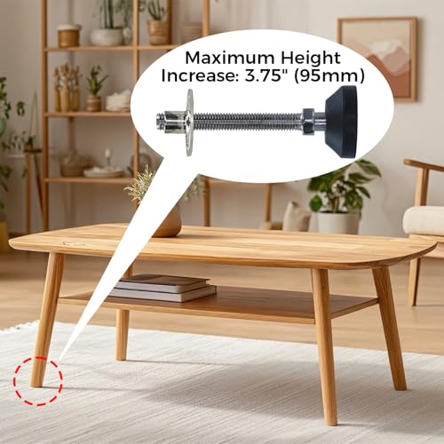 Adjustable Furniture Leg Levelers with Self-Tapping Screws, 1.25"-4" Height Range, 132 lbs Capacity per Leg (M10,4.1" Height,1.54" Diameter) - size: M10,4.1" Height,1.54" Diameter