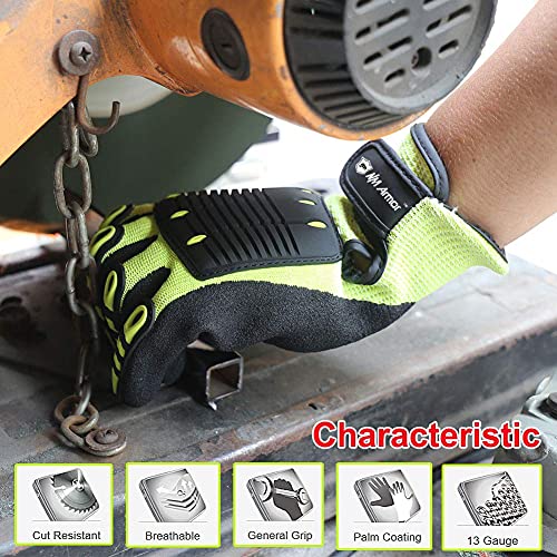 Anti-Vibration Heavy Duty Safety Work Gloves,Cut Resistant Safety Anti Impact Gloves,Excellent Grip. - size: Large (Pack of 1)