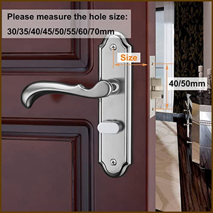 Qrity 35mm Tubular Latch, Forked Mortice Mute Latch with Stainless Steel Panel for Internal Doors, Lever Handles - size: 35mm