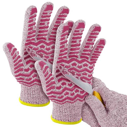 HandLove Cut Resistant Gloves, 100% Food Contact Safe, CE Level 5 Premium Protective Cutting Gloves - color: Red, size: Medium