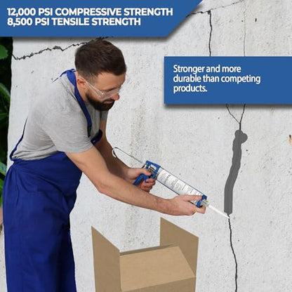 6–10 Ft DIY Foundation Wall Crack Repair Kit, Waterproof Epoxy Concrete Crack Filler, Stops Leaks, 12,000 PSI Structural Strength, Fast Gel Time, Professional-Grade Home Improvement Repair Solution