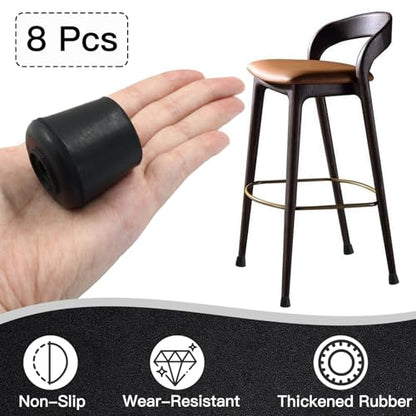 8pcs 1-1/8 Inch Round Chair Leg Tips Caps, Non-Slip Rubber Chair Leg Floor Protectors, Black Furniture Leg Caps Fit for 1.06"-1.1" (27-28mm) Diameter Round Feet - size: 1-1/8 Inch-Black