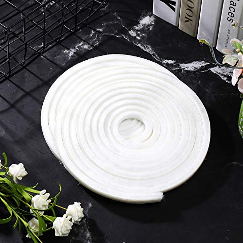 Jetec 4 Pcs Self Adhesive Brush Weather Stripping 19.75 ft Per Strip 3/8 x 3/8 Inch White Fuzzy Pile Felt Door Weather Seal for Sliding Windows Frames Seal Winter Strip for Soundproofing Dustproof DIY - color: White