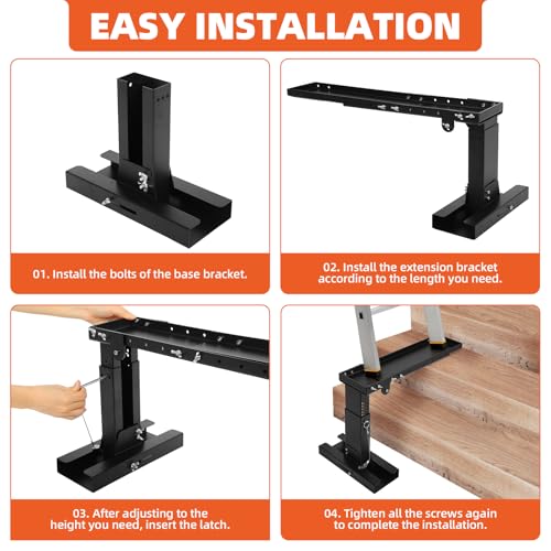 Heavy-Duty Ladder Extender, Non-Slip Ladder Leveler for Stairs with 880lbs Capacity, Adjustable Height/Length Ladder Stabilizer for Single and Extension Ladders