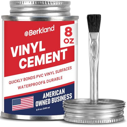 [8 oz] Vinyl Cement Glue - Super Glue for Inflatables - Waterproof, Fast-Setting, Flexible Bond for Pool Liners, Vinyl Fabrics, Tent, and Tarps - size: 8 oz