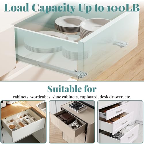 15 Inch Soft Close Undermount Drawer Slides 6 Pairs,5D Adjustable Full Extension Face Frame Cabinet Sildes, 100LB Load Capacity Rail Runners with Detachable Bottom Rear Mount Brackets - size: 15 Inch, style: 5D-6 Pair