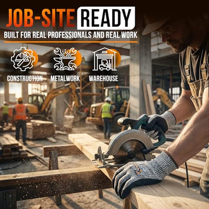 RhyneStone Level A5 Cut Resistant – Safety Work Gloves for Construction, Gardening & Sharp Material Handling - size: Small