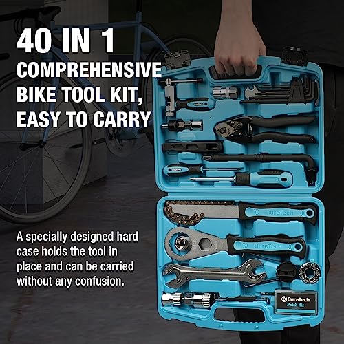 DURATECH 40 Pieces Bike Repair Kit, Complete Bicycle Tool Kit with Storage Case, Bike Tools for Mountain & Road Bikes – Chain, Tire, Brake, and Pedal Maintenance Set, Great Gift for Men, Women - size: 40 PC