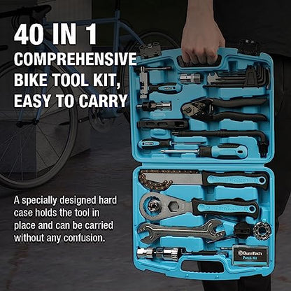 DURATECH 40 Pieces Bike Repair Kit, Complete Bicycle Tool Kit with Storage Case, Bike Tools for Mountain & Road Bikes – Chain, Tire, Brake, and Pedal Maintenance Set, Great Gift for Men, Women - size: 40 PC