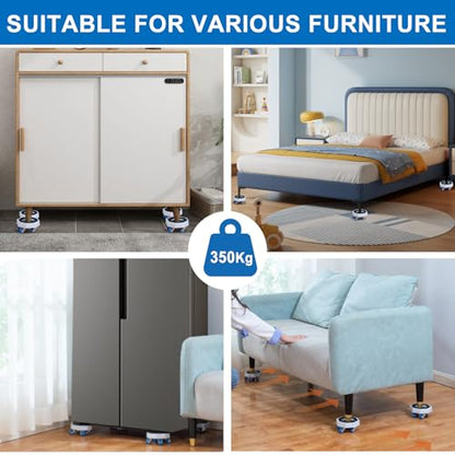 16pcs New Upgrade Furniture Movers with Wheels,360° Rotating Furniture Sliders for Sofa, Bed, Cabinet,Furniture Dolly Includes Storage Bag, Gloves, Extended Pry Bar,Non-Slip Pads