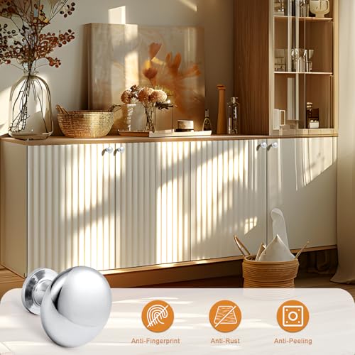 Probrico 5 Pack Polished Chrome Cabinet Knobs Hardware,Furniture Round Knobs,1-3/16 inch(29.5mm) Diameter Kitchen Pull Knobs - color: Polished Chrome