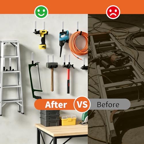GeeWatom Heavy Duty Steel Garage Hooks,Garage Storage Utility Hooks,Anti-Slip Garage Hooks,Garage Garden Tool Organizer,Steel Wall Mount Hooks, Garden Hose Hanger, Black J Hooks (Large-4PC) - size: Large-4PC
