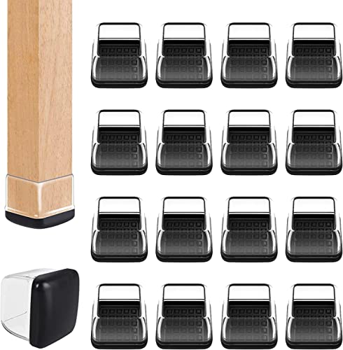 Ezprotekt Chair Leg Sliders for Carpet, 24 Pcs Square Chair Glides for Carpet, Carpet Furniture Pads Stool Leg Protectors Caps, Carpet Furniture Glides Quickly and Easily (M Fit: 0.75" - 1") - size: M - Clear