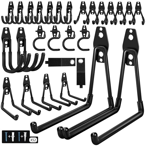28 Pack Garage Hooks Heavy Duty - Garage Storage and Organization Ladder Hooks with Non Slip PVC Coating for Hanging Bike，Ladder，Garden Tools，Hose - color: Black, size: 28pack