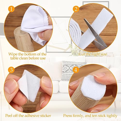 Zonon 4 Rolls 120 Inch Felt Strip with Adhesive Backing Felt Tapes Furniture Strip Rolls Self Stick Heavy Duty Polyester for Protecting Furniture and DIY Adhesive(White,2 Inch) - color: White, size: 2 Inch