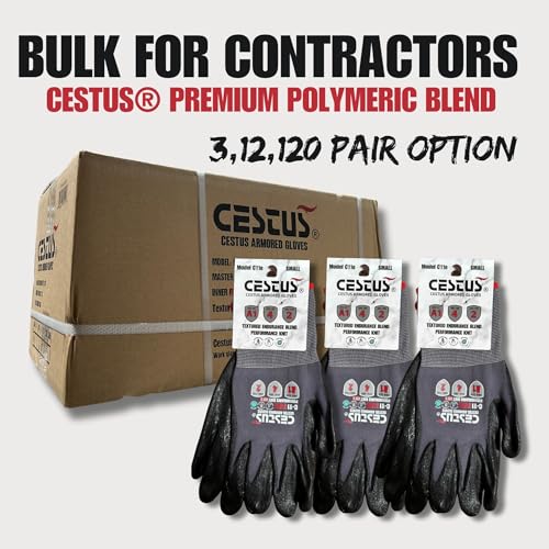 Cestus C11e, Nitrile Coated Work Gloves with Grip, Touchscreen, Reinforced Double Knit - size: XX-Large, style: 3 Pairs