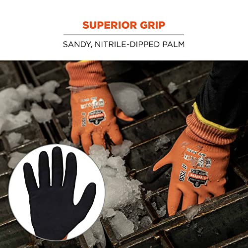 Ergodyne ProFlex 7551 Waterproof Winter Work Gloves, Cut Resistant ANSI A5, Sandy Nitrile Coated Palms, Thermal Fleece Lining, 12-Pack - size: Large 12-Pack