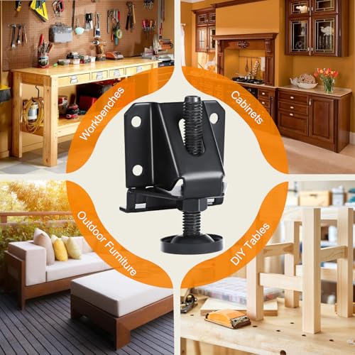 Heavy Duty Leveling Feet, 0.09" Thick Plate, 332lbs Capacity Each, 2" Height Adjustable Furniture Legs with Hex Key, for Workbench, Wardrobe on Uneven Floors, Industrial Grade (8 Pack Black)